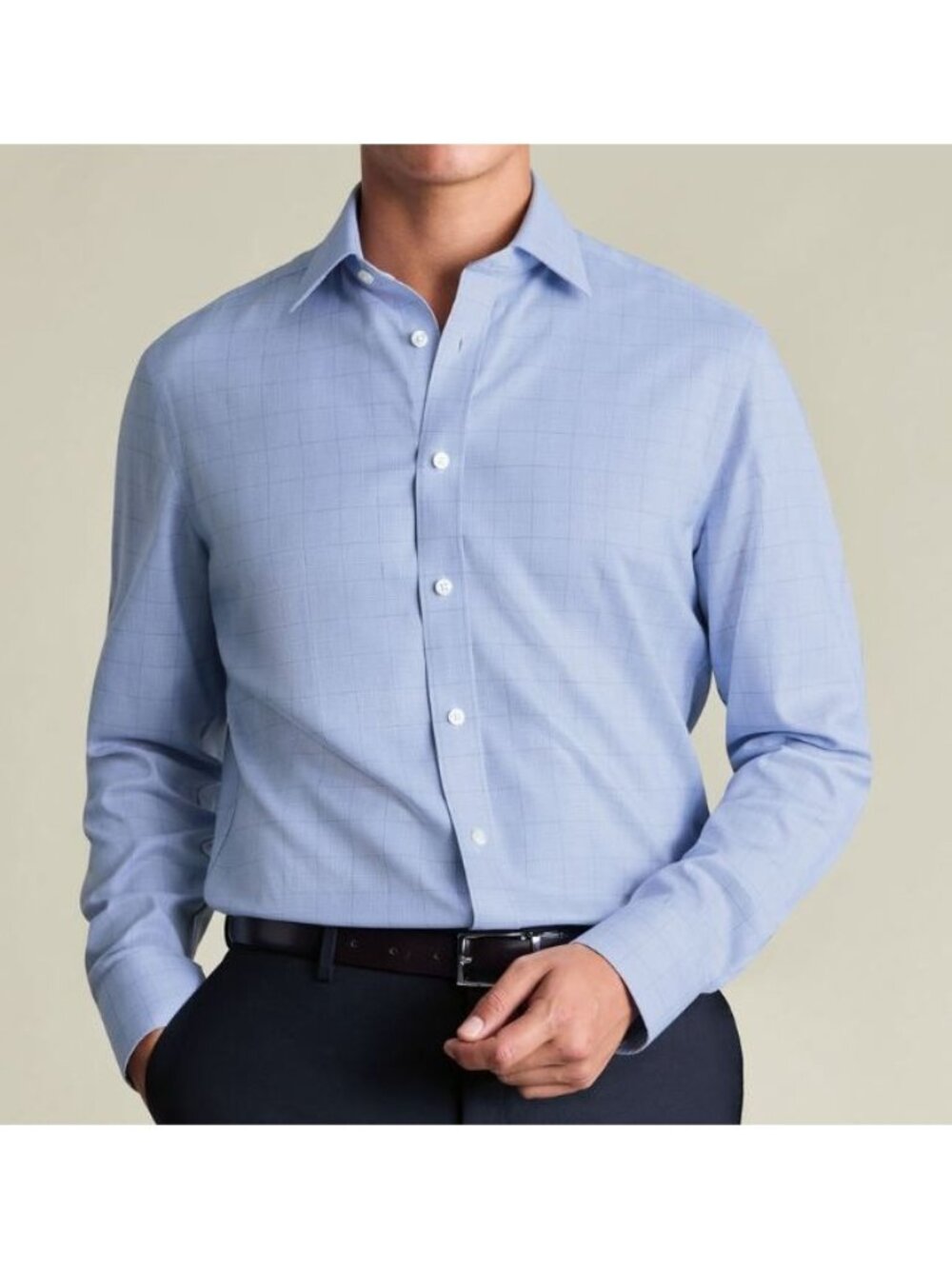 Charles Tyrwhitt Non Iron Twill Shirt Men Size 16/34in NWT Mid Blue Classic Fit